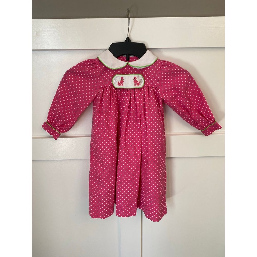 Kelly's Kid 2t poodle‎ pink polkadot dress